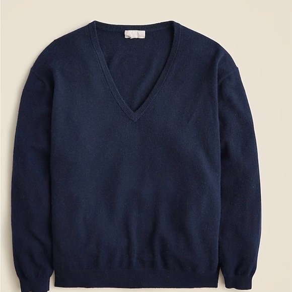 J. Crew Deep Blue V-Neck Sweater Merino Wool 💌 - Picture 2 of 4